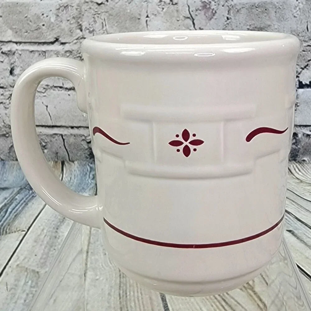 Longaberger Pottery‎ Coffee Mug Woven Traditions Heritage Red Ceramic Cup 12 oz